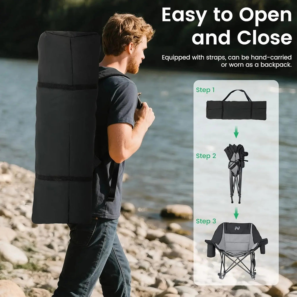 Rocking Camping Chair,XXL Oversized Folding Fully Padded Outdoor Lawn Chair