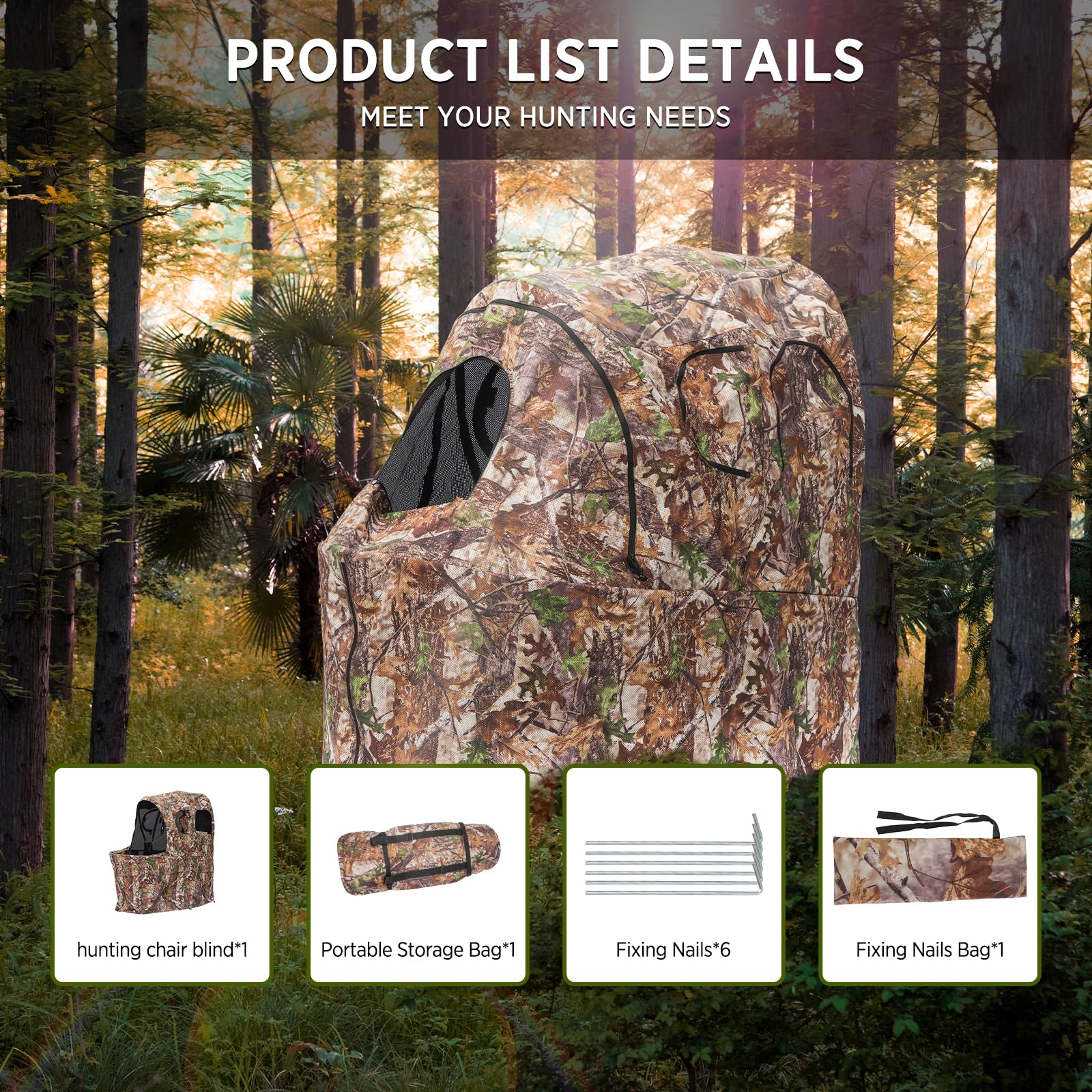 Portable Blind With Chair-Camouflage See-Through Ground Tent