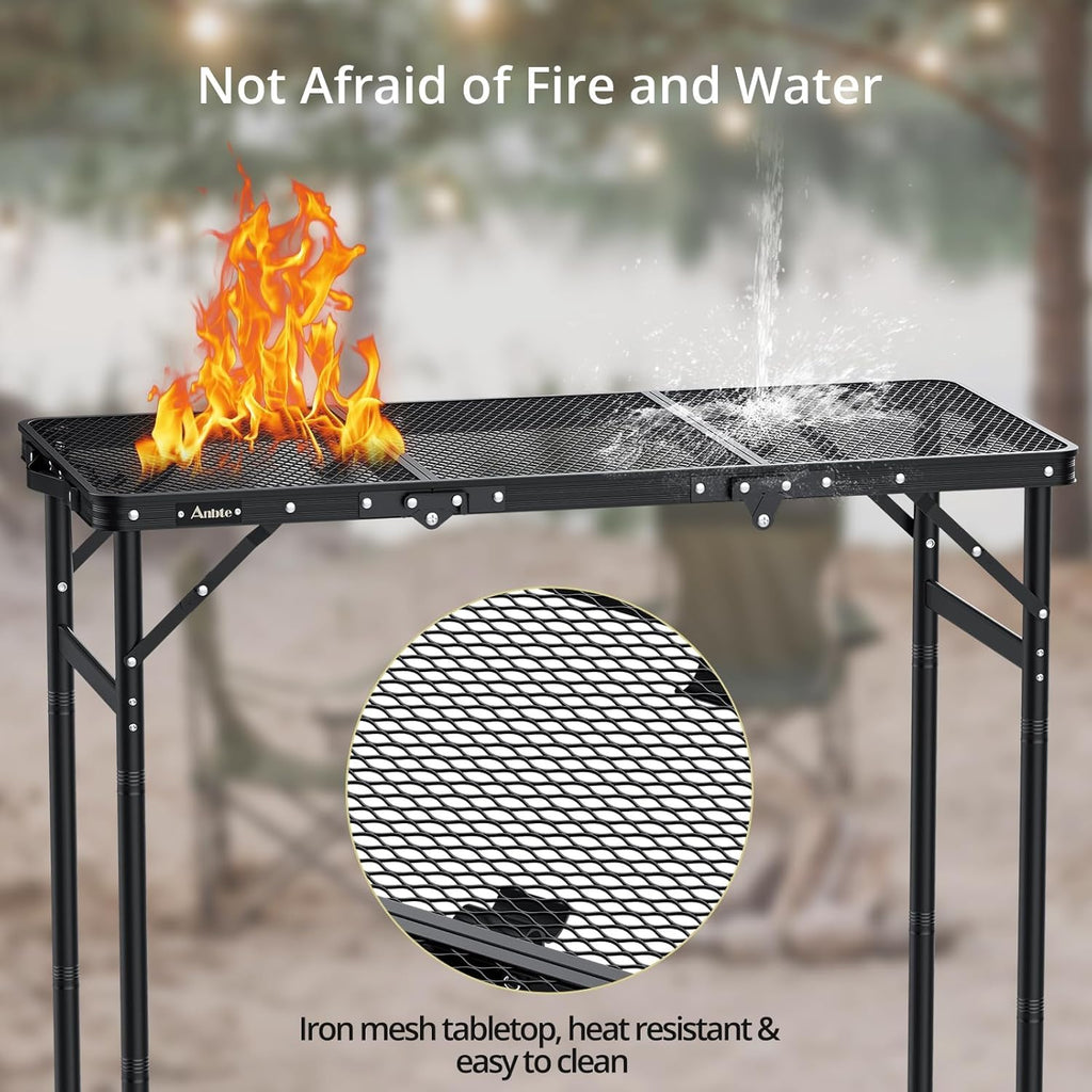 Sturdy Metal Grill Table with Storage Bag