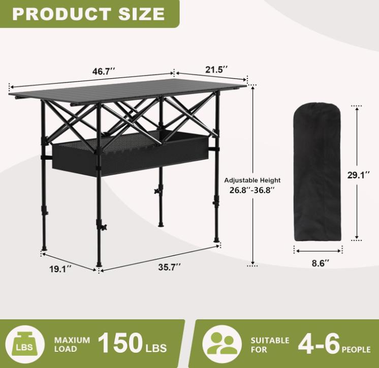 height adjustable portable outdoor table
