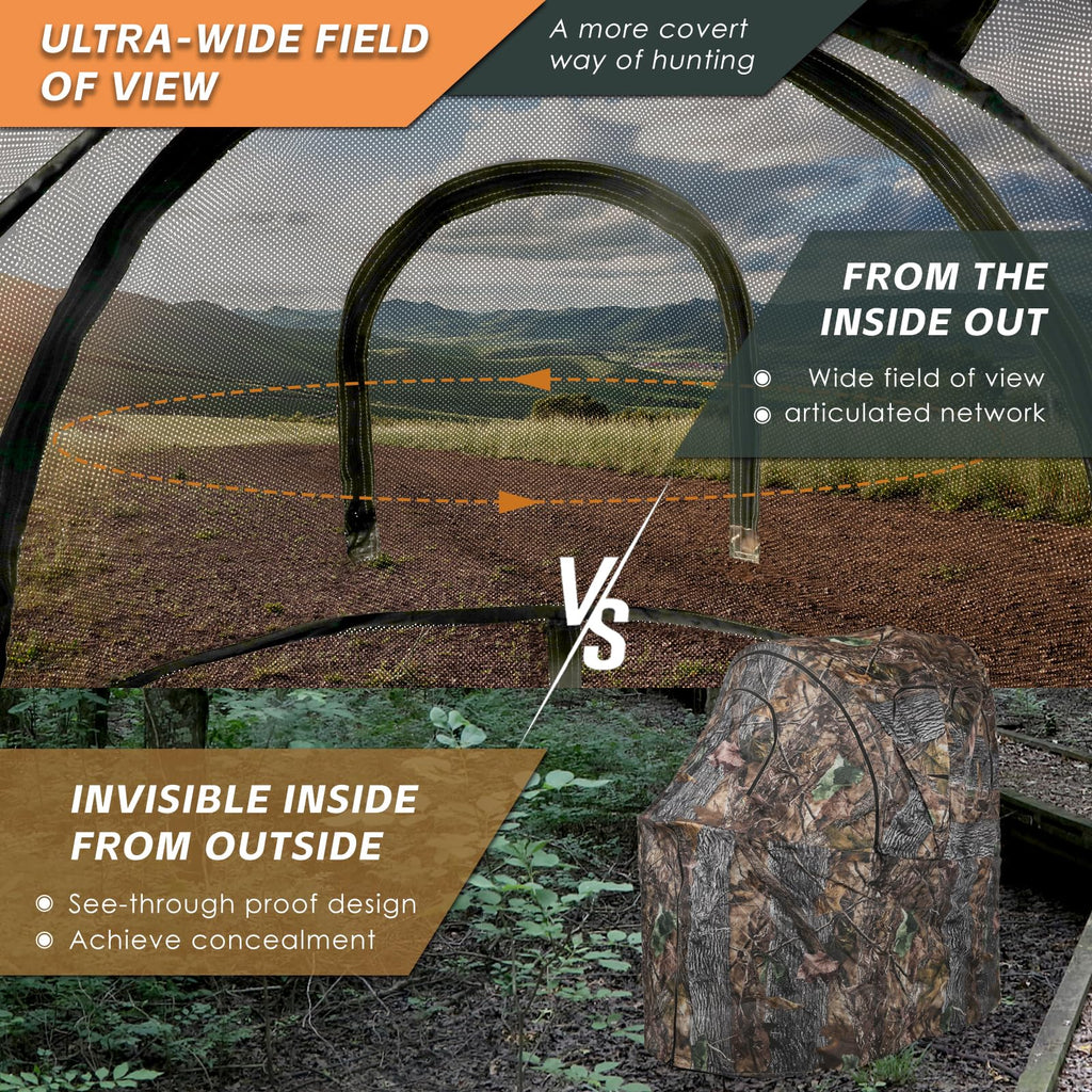 Portable Blind With Chair-Camouflage See-Through Ground Tent