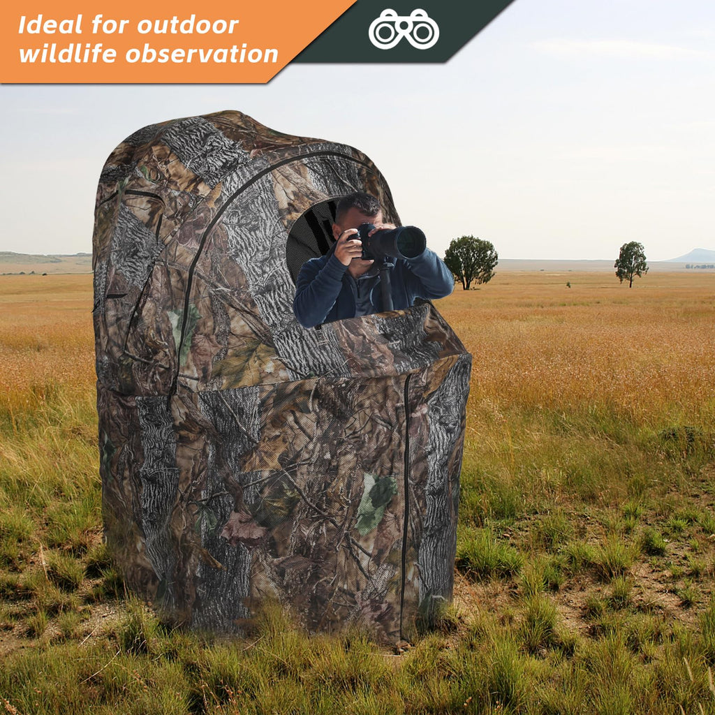Portable Blind With Chair-Camouflage See-Through Ground Tent