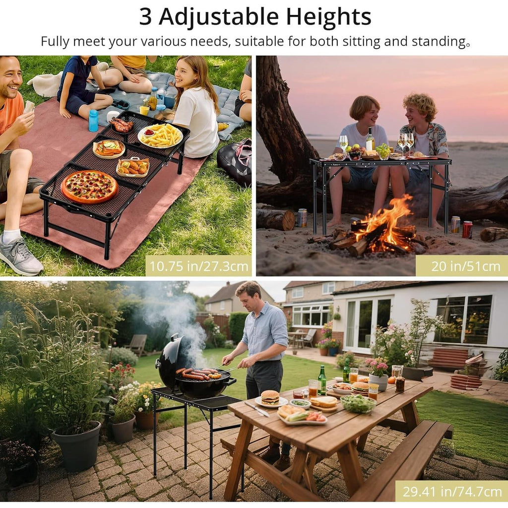 Sturdy Metal Grill Table with Storage Bag
