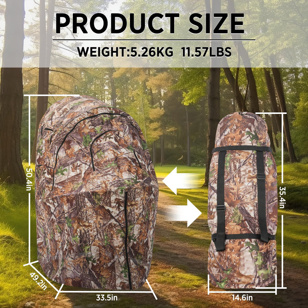 Portable Blind With Chair-Camouflage See-Through Ground Tent