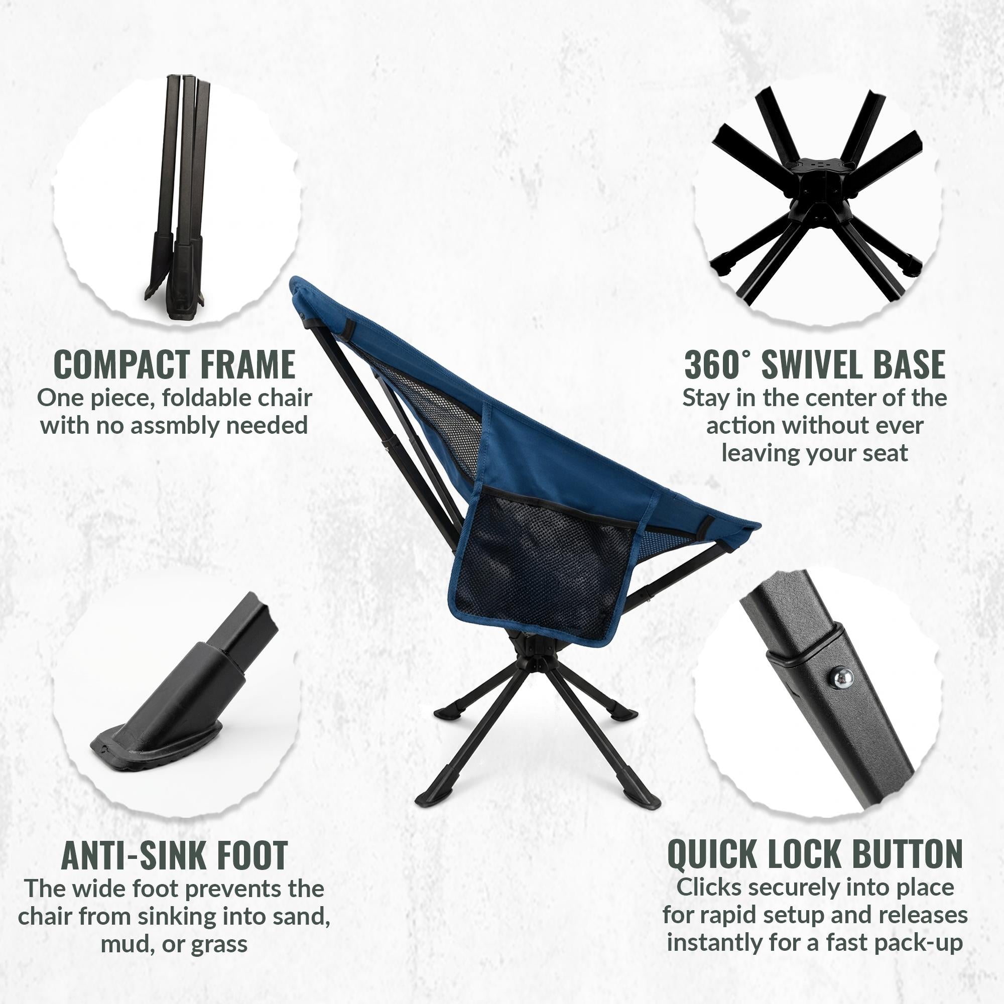 360° Rotation Swivel Camping Chair